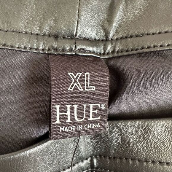 Leggings Hue Leatherette Mid Rise Womens Size XL Pants Black Stretch - Picture 8 of 12